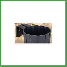 Soi Home 3D Baskı Askılı Balkon Saksısı Dikey Çizgili Dekoratif Çiçek ve Aromatik Bitki Saksısı - Antrasit Soı