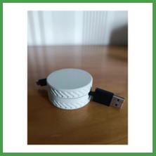 Soi Home 3D Baskı Yuvarlak Kablo Düzenleyici Şarj ve USB Kablo Sarıcı Lastik Desenli Kablo Toplayıcı Gri Soı