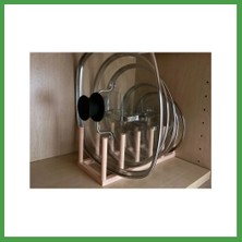Soi Home 3D Baskı Tencere Kapak Rafı 5 Kapaklı Dolap Içi Kapak Düzenleyici Yuvalı Kapak Standı Bej Soı