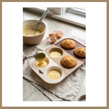 Bezos Kahve Rengi 6?lı Silikon Kek ve Çikolata Kalıbı & Muffin Kabı Pişirme Gereci 16X25 cm 22