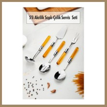 Bezos 5 Parça Platin Servis Seti & Servis Sunum Seti Amber ( Kepçe / Kevgir / Sıpatula / Çatal / Kaşık ) 22