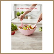 Bezos 3,5 Lt Soft Pembe Akrilik Kare Salata ve Servis Kasesi Seti ? 3 Parça 22