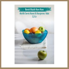 Bezos Akrilik Barok Aquamarin Büyük Kare Meyve & Salata Kasesi & Karıştırma Kabı / 3,3 Lt (Cam Değildir) 22