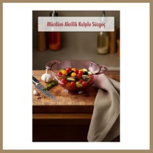 Bezos 23,5 x 30 cm Mürdüm Akrilik Kulplu Süzgeç ? Salata ve Makarna Süzme Kabı 22