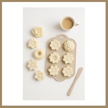 Bezos Silikon Kek ve Çikolata Kalıbı 6?lı Krem Renk Pasta Tatlı Muffin Kalıbı 22