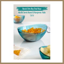 Bezos Akrilik Barok Aquamarin Orta Boy Oval Meyve & Salata Kasesi & Karıştırma Kabı / 1,6 Lt (Cam Değildir) 22
