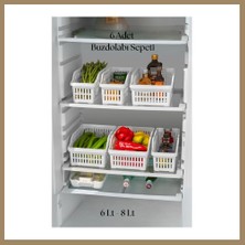 Bezos 6?lı Buzdolabı Organizeri Düzenleyici Çok Amaçlı Dolap Düzenleyici Beyaz 12X30X14 cm 22