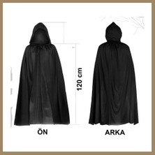 Bezos Siyah Uzun Pelerin 120 cm Kapüşonlu ? Cosplay ve Parti Kostümü 22