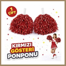 Bezos 1 Çift ( 2 Adet ) Kırmızı Renk 23 Nisan 19 Mayıs 29 Ekim Okul Gösteri Ponponları Ekstra Dolgun 22