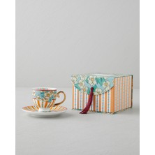 English Home Nostalgic Grace New Bone China 4 Parça 2 Kişilik Kahve Fincan Takımı 100 ml Sarı - Mavi