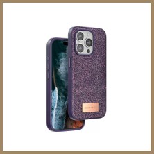 Bezos Onegif iPhone 14 Pro Uyumlu Bright Simli Kapak - Derin Mor 22