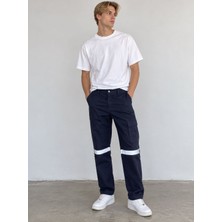 Novaly Store Unisex Reflektörlü Iş Pantolonu – Kargo Cepli Lacivert Işçi Pantolonu | Çok Amaçlı Iş Kıyafeti