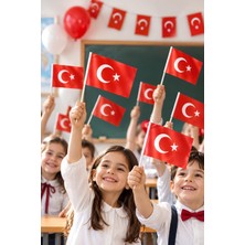 Patladı Gitti 10 Adet Çubuklu Kağıt Türk Bayrağı Çıtalı Sopalı Saplı Ay Yıldız Baskılı Bayrak 20X12 cm