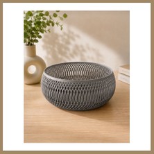 Bezos 3D Baskı Dekoratif Meyve Sepeti - Modern File Desenli Masaüstü Sunum Kasesi-Gri 22