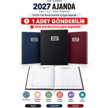 Sim 2027 Yeni Yıl Cilt Bezli Günlük Çizgili Ajanda 17 × 24 cm – 1 Adet