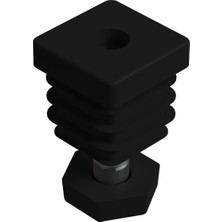 CATEKSSS 30X30 mm Kademeli Plastik 6 Köşe Rotil Ayak M10 - Profil Ayağı Tezgah Ayarlı Ayak Siyah - 55’li Paket