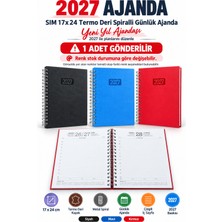 Sim 2027 Yeni Yıl Termo Deri Spiralli Günlük Çizgili Ajanda 17 × 24 cm – 1 Adet