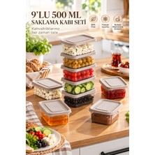 Porsima 1342 9'lu Festiva Saklama Kabı Seti 500 ml Cafe Latte - Şeffaf Kahvaltılık, Kuruyemiş & Erzak Saklama Kutusu