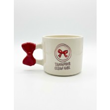 Palto Tasarım Tamamdır Clean Gırl El Yapımı Krem Parlak Kurdele Kulp Kupa - El Işçiliği Hediyelik Kupa Bardak Mug