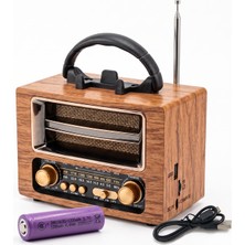 Apera Nns NS-6637BT Nostaljik Ahşap Radyo Bluetooth USB ve Micro Kart Destekli 1200MAH Şarjlı Pilli Taşınabilir Kamp Radyosu