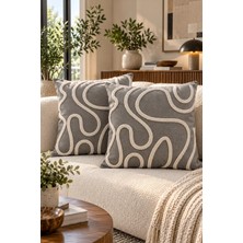 Bohem Tarz Punch Nakışlı Kırlent Kılıfı | 43X43 cm | 2 Adet