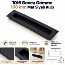 FREKANS Gonca 1016 Gömme Kulp 160 mm Mat Siyah Modern Dolap ve Çekmece Kulpu