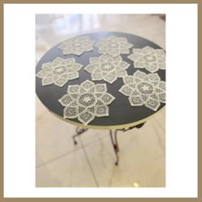 Bezos 6 Lı Dantel Kahve Sunumluğu 15X15 cm Asorti Desenli Bardak Altlığı Türk Kahvesi Fincan Sunum Seti 22
