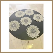 Bezos 6 Lı Dantel Kahve Sunumluğu 15X15 cm Asorti Desenli Bardak Altlığı Türk Kahvesi Fincan Sunum Seti 22