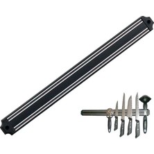 Royaleks Mutfak Duvarına Monte Mıknatıslı Geniş Bıçak Tutucu Stand - 55 cm - Siyah - Paslanmaz Çelik