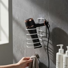 Decorelax Kendinden Yapışkanlı Beyaz Saç Kurutma Makinesi Tutucu ve Askılığı - Delmesiz Fön Makinesi Standı Organizer