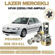 OtoÇizgi Peugeot 306 1993 - 2001 Mercek LED Ufuk Çizgili Far Ampulü LED Şimşek Etkili