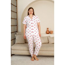 %100 Pamuk Düğmeli Kadın Pijama Takımı – Rahat ve Şık Gömlek Pijama Tasarımı - Geniş Be