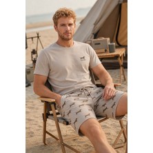  Sportif %100 Pamuk Şortlu Erkek Pijama Takımı