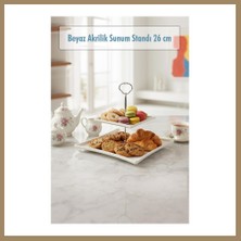 Bezos 2 Katlı Beyaz Akrilik Meyvelik & Kurabiyelik & Sunum Standı - 26 cm 22