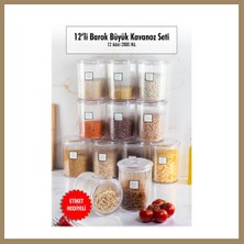 Bezos 12'li Barok Yuvarlak Büyük Kavanoz Seti & Saklama Kabı & Erzak Kabı (12*2000 Ml) 22