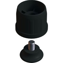 CATEKSSS 38 mm Kademeli Plastik Rotil Ayak M8 - Boru Profil Ayağı Tezgah Ayarlı Ayak Siyah - 34’lü Paket