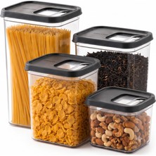 StepCo Kayar Kapaklı Saklama Kabı Seti, 7 Litre, 4 Farklı Boyut, Kapağı Kaydır Kolayca Dök Kullan, Plastik Mutfak Düzenleyici Organizer, Sürgülü Kolay Kullanım (0,8/1,6/2,4/3 L)