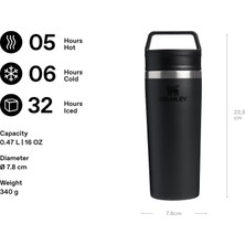 StepCo Café-To-Go Termos Bardak 0.47 Litre - Siyah 2.0 | Paslanmaz Çelik