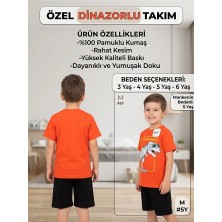 Nnk Exclusive Erkek Çocuk Dinozor Baskılı Tişört ve Şort 2'li Takım