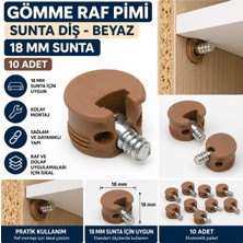 FREKANS Gömme Raf Pimi Sunta Diş 18 mm Sunta Uyumlu Mobilya Raf Bağlantı Aparatı 10 Adet
