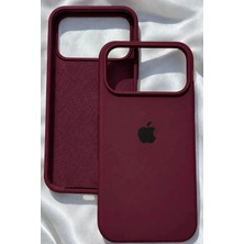 iPhone 18 Pro Için Kılıf Lansman Logolu Içi Yumuşak Kadife 18 Pro Kılıfı Silikon Bordo