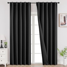 StepCo Yatak Odası Için 225 cm Perdeler, Karartma Perdeleri 225 cm Uzunluğunda, Oda Karartma Perdeleri ve Oturma Odası Pencere Çubuğu Cep Arka Sekmesi (G132 x U 227 Cm, Siyah)