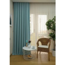 StepCo Ev Depo Home Taç Mint Düz Renk Pileli Soft Fon Perde 1/2 Seyrek Pile Tek Kanat EVDEPOSFTMINTSYRK001, Mint, 50 x 240