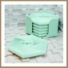 Bezos 3D Baskı Super Fidget Coaster Seti - Altıgen Desenli Bardak Altlığı ve Tutucu-Mint 22