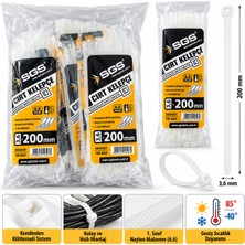 StepCo Plastik Çırt Kelepçe 100 Parça Beyaz 3.6X200MM.