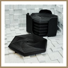 Bezos 3D Baskı Super Fidget Coaster Seti - Altıgen Desenli Bardak Altlığı ve Tutucu-Siyah 22