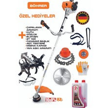 Böhrer Alman 20HP /h Benzinli Yeni Nesil Yan Tipi Çim Çalı Biçme Tırpanı + Çapalama Aparatı