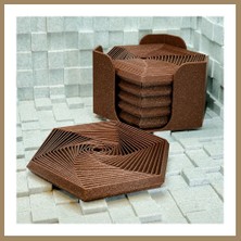 Bezos 3D Baskı Super Fidget Coaster Seti - Altıgen Desenli Bardak Altlığı ve Tutucu-Kahverengi 22