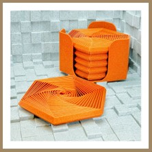 Bezos 3D Baskı Super Fidget Coaster Seti - Altıgen Desenli Bardak Altlığı ve Tutucu-Turuncu 22