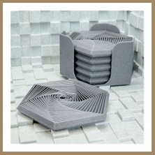 Bezos 3D Baskı Super Fidget Coaster Seti - Altıgen Desenli Bardak Altlığı ve Tutucu-Gri 22